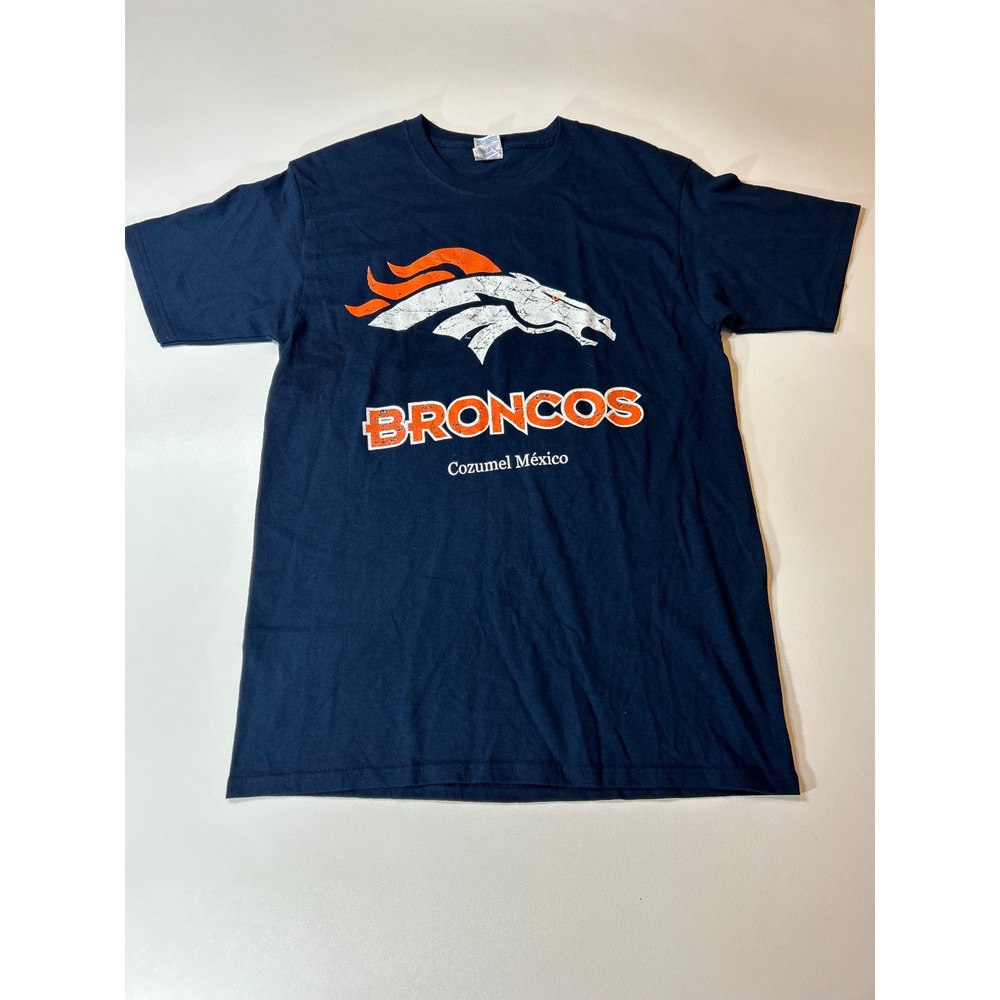 Yazbek T-Shirt Men's Size M Navy Blue Denver Broncos Cozumel Mexico Souvenir
